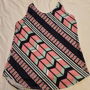 Fila Pink and Mint Geometric Tank Top